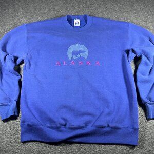 Vintage 90s Alaska Crewneck Sweatshirt Adult L Pullover Moon Polar Bears USA